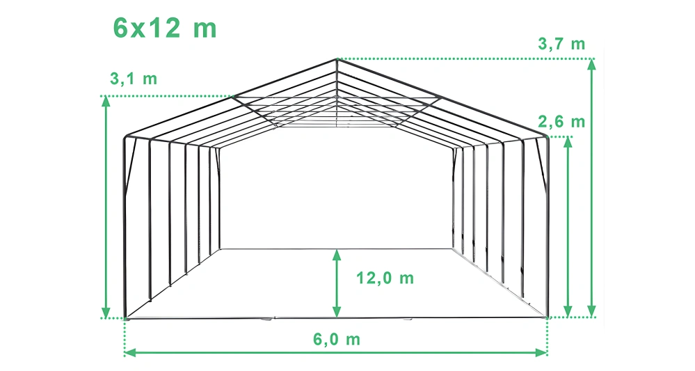 Párty stan 6x12m - ohnivzdorný